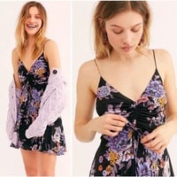 Free people happy heart floral ruffled_ mini dress_ - Picture 1 of 7
